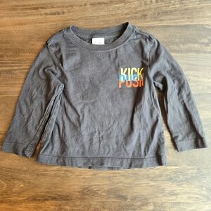Hanna Andersson Toddler Brown Long Sleeve Shirt Skater Skateboard Kick Push